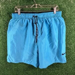 Nike Mens XL Swim Trunks Shorts Surf Summer Blue Drawstring Back Pocket